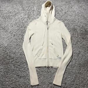 Ruehl 925 Women's Cashmere Wool Zip Hoodie Sweater Cream Size Small